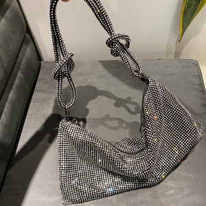 BOLSA DE OMBRO COM STRASS MODELO PÉROLA