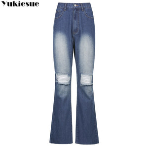 Calça jeans flare destroyed