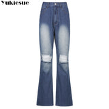 Calça jeans flare destroyed