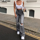 Calça jeans flare destroyed