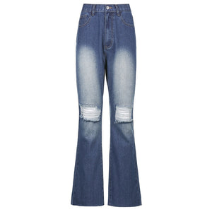 Calça jeans flare destroyed