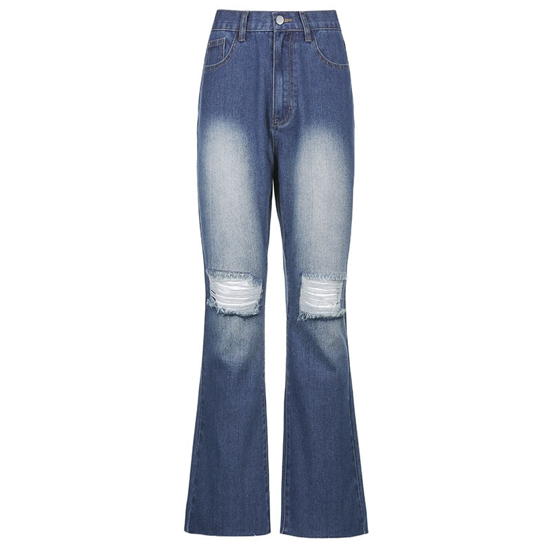 Calça jeans flare destroyed
