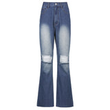 Calça jeans flare destroyed