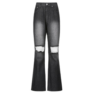 Calça jeans flare destroyed
