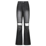 Calça jeans flare destroyed