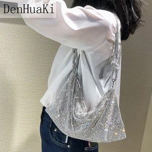 BOLSA DE OMBRO COM STRASS MODELO PÉROLA