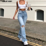 Calça jeans flare destroyed