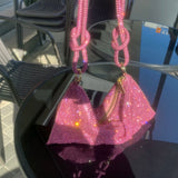 BOLSA DE OMBRO COM STRASS MODELO PÉROLA